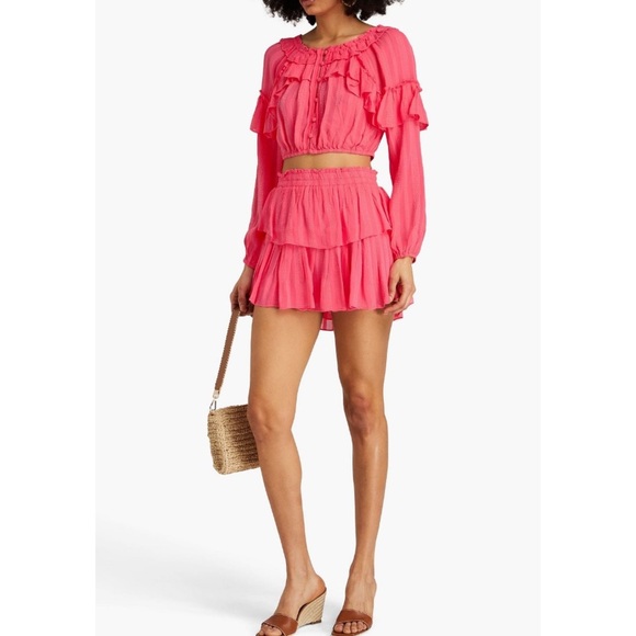 Loveshackfancy Pink Jacquard set, Size Small - Picture 2 of 6